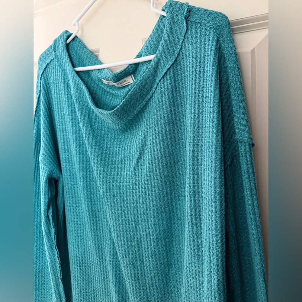 We The Free/Free People North Shore Thermal Tunic Top in Turquoise, Small - Picture 6 of 14